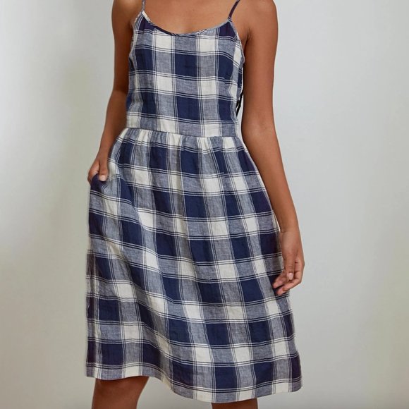 Pyne & Smith Model No.34 Spaghetti Strap Midi Dress (Brighton Plaid) - Picture 3 of 11